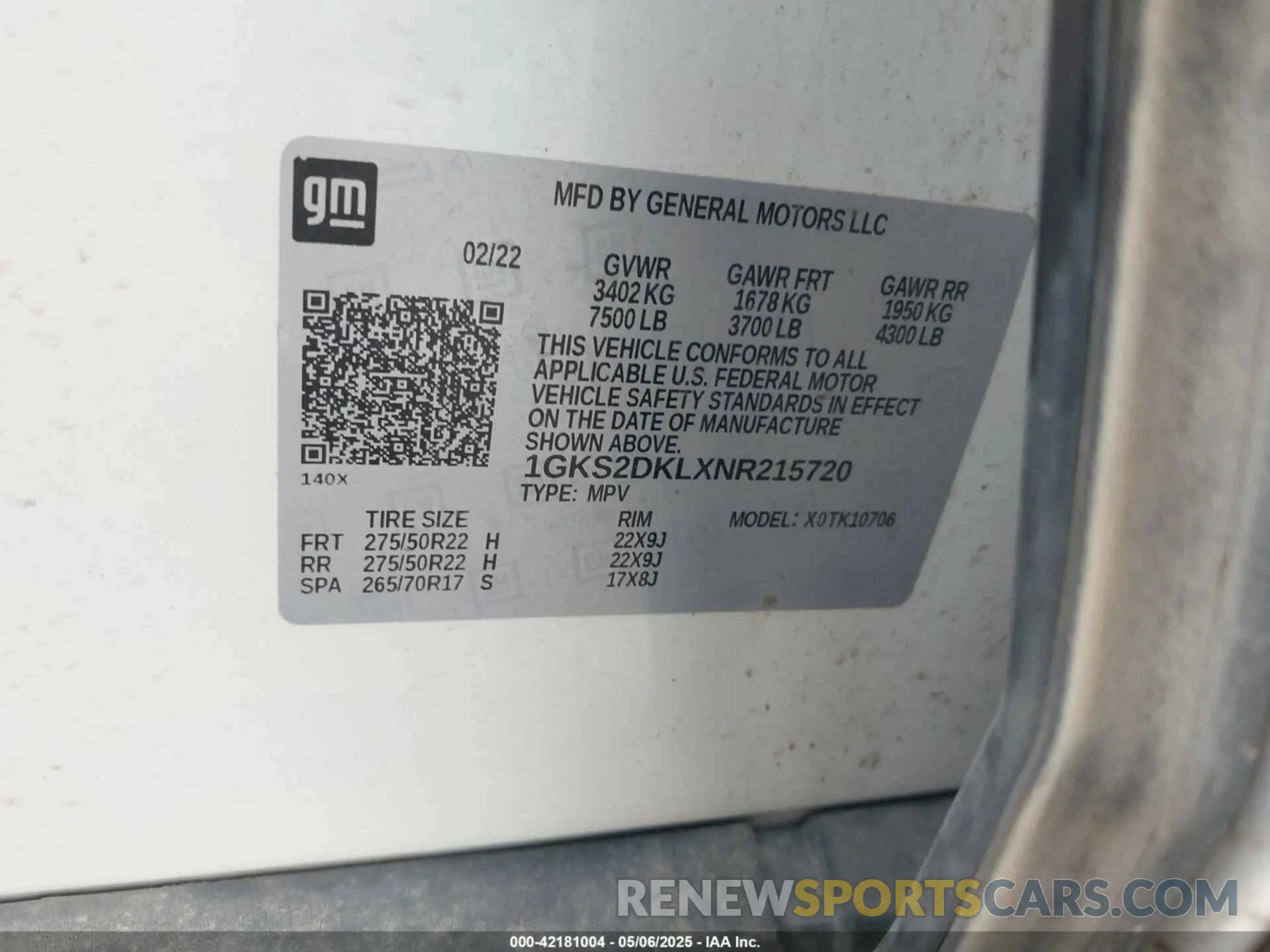 9 fotografías del automóvil dañado 1GKS2DKLXNR215720 GMC YUKON 2022