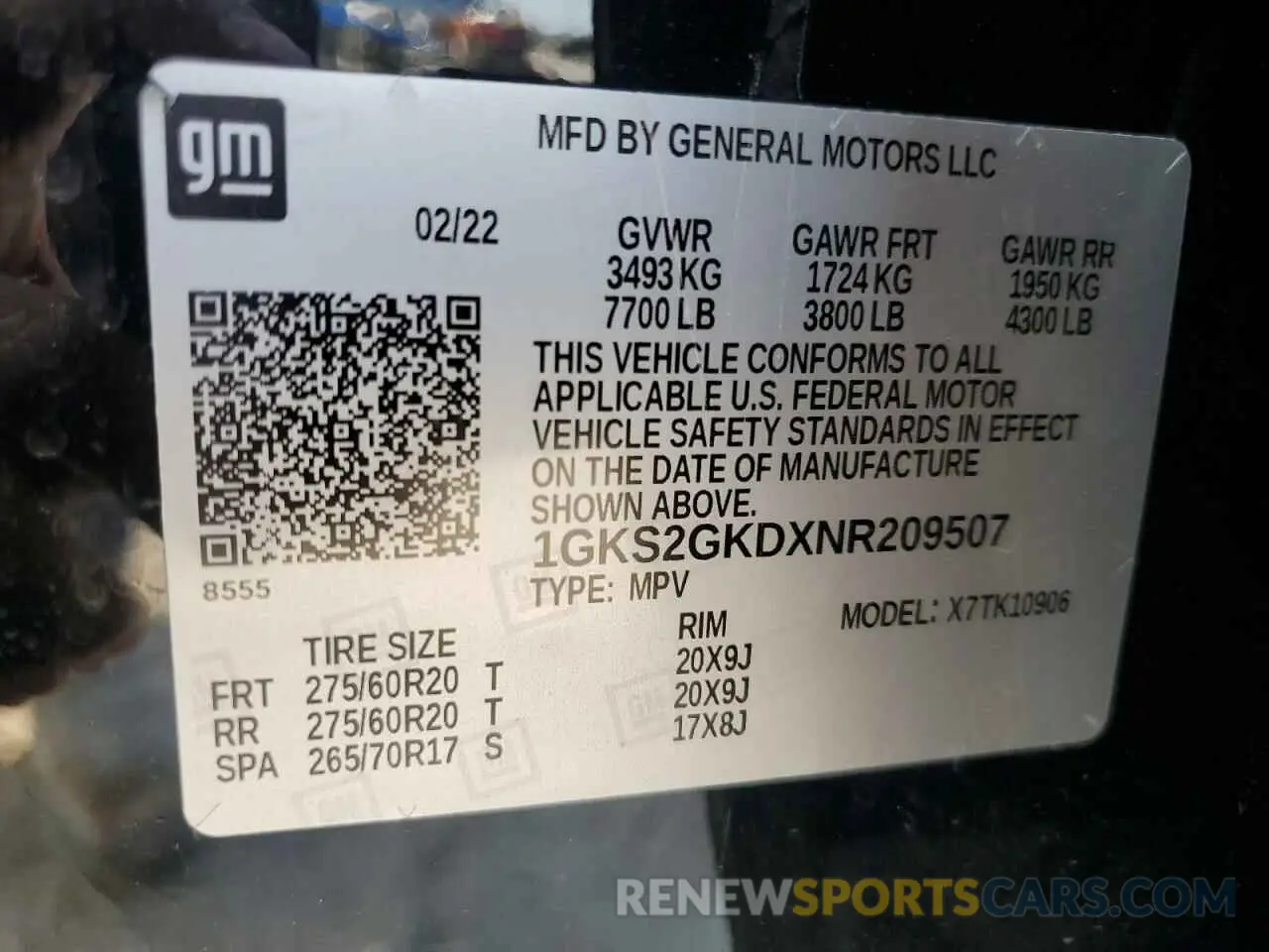 13 fotografías del automóvil dañado 1GKS2GKDXNR209507 GMC YUKON 2022