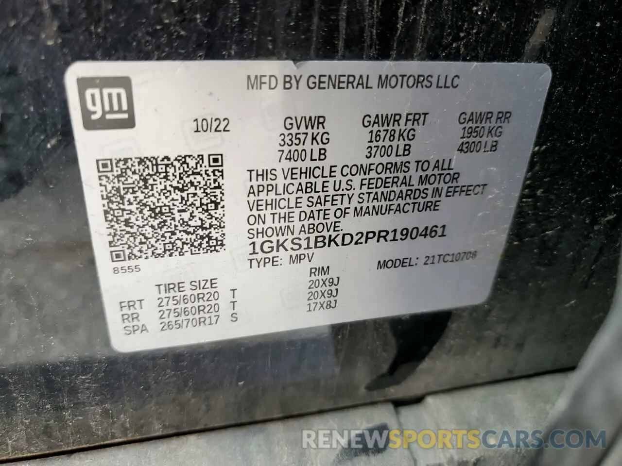 13 fotografías del automóvil dañado 1GKS1BKD2PR190461 GMC YUKON 2023