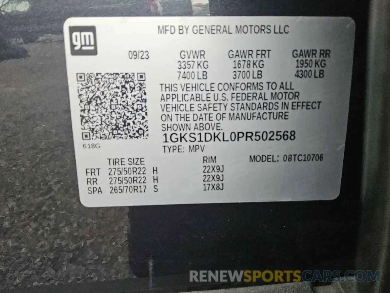 13 fotografías del automóvil dañado 1GKS1DKL0PR502568 GMC YUKON 2023