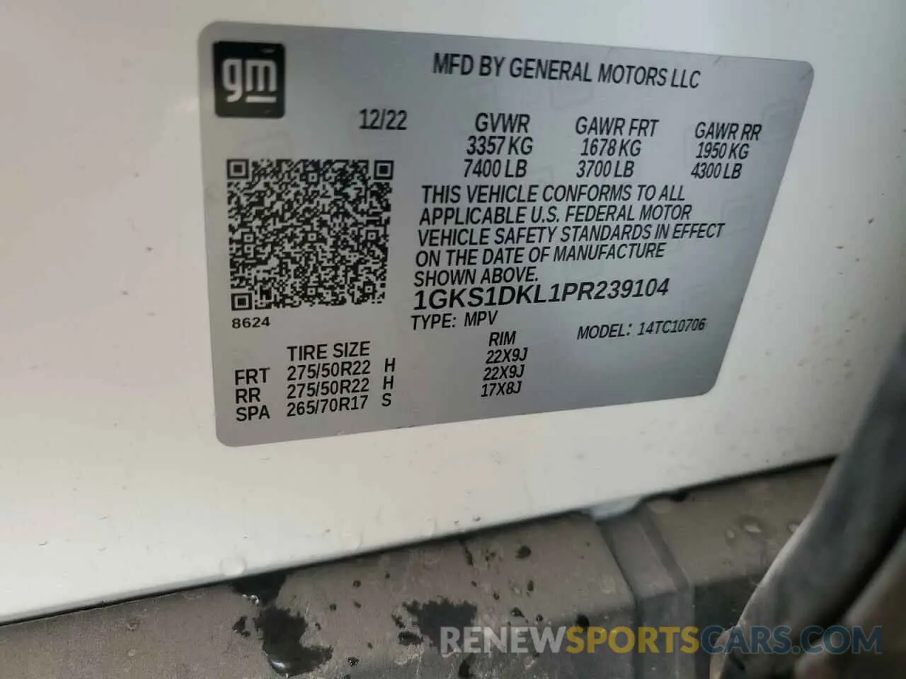 13 fotografías del automóvil dañado 1GKS1DKL1PR239104 GMC YUKON 2023