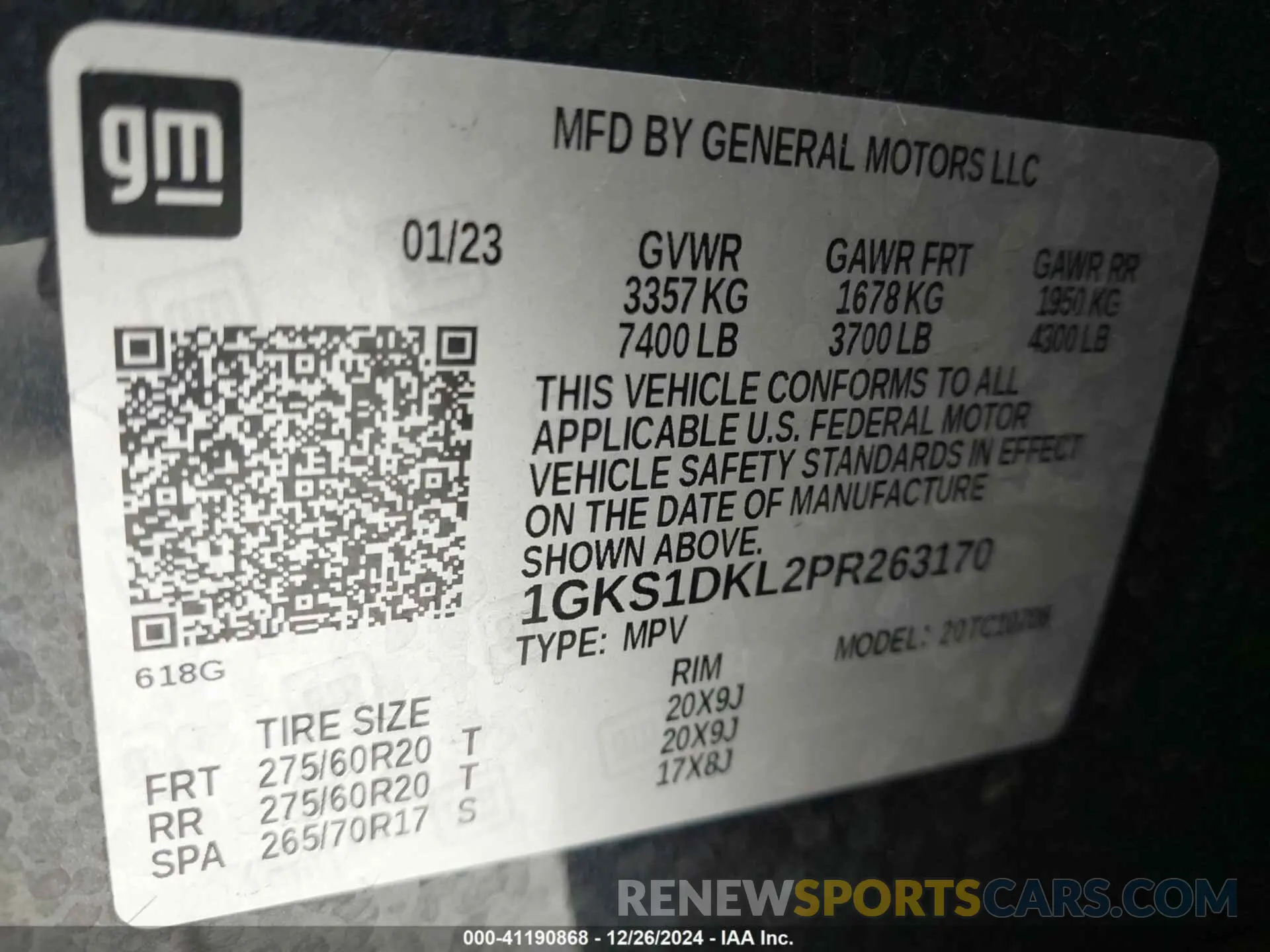 9 fotografías del automóvil dañado 1GKS1DKL2PR263170 GMC YUKON 2023