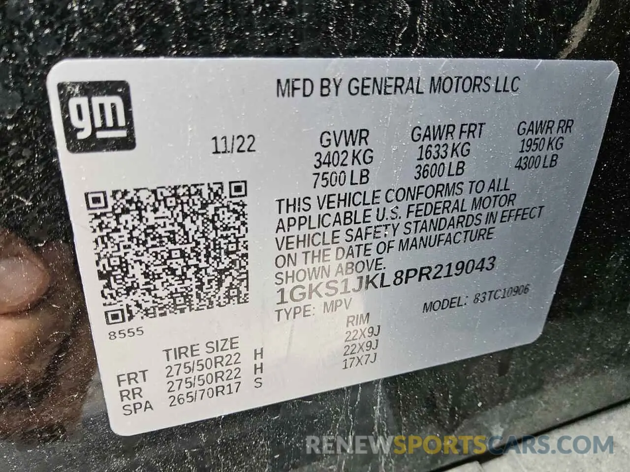 8 fotografías del automóvil dañado 1GKS1JKL8PR219043 GMC YUKON 2023
