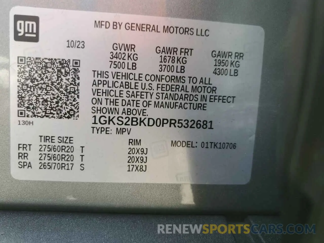 14 fotografías del automóvil dañado 1GKS2BKD0PR532681 GMC YUKON 2023