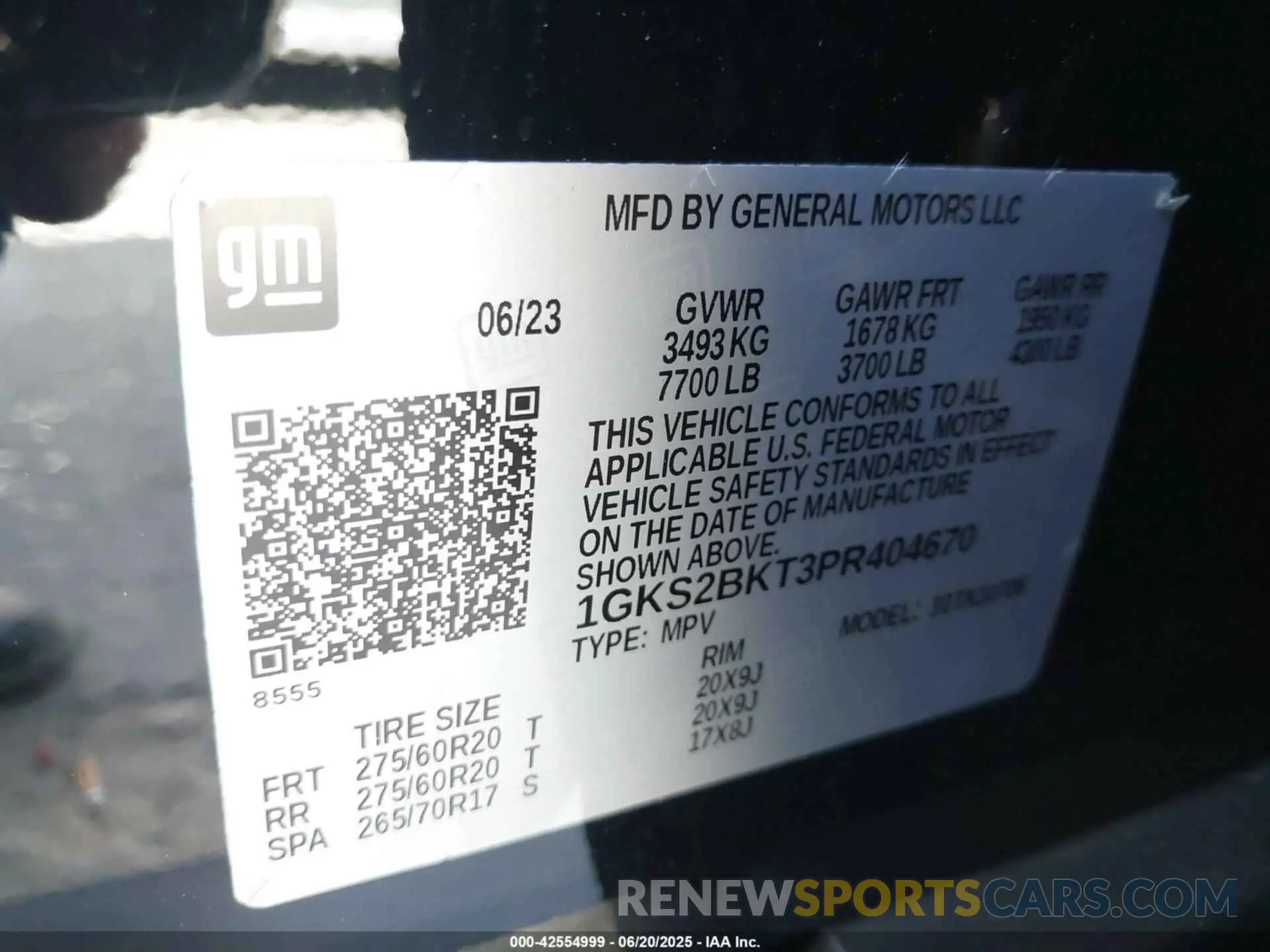 9 fotografías del automóvil dañado 1GKS2BKT3PR404670 GMC YUKON 2023