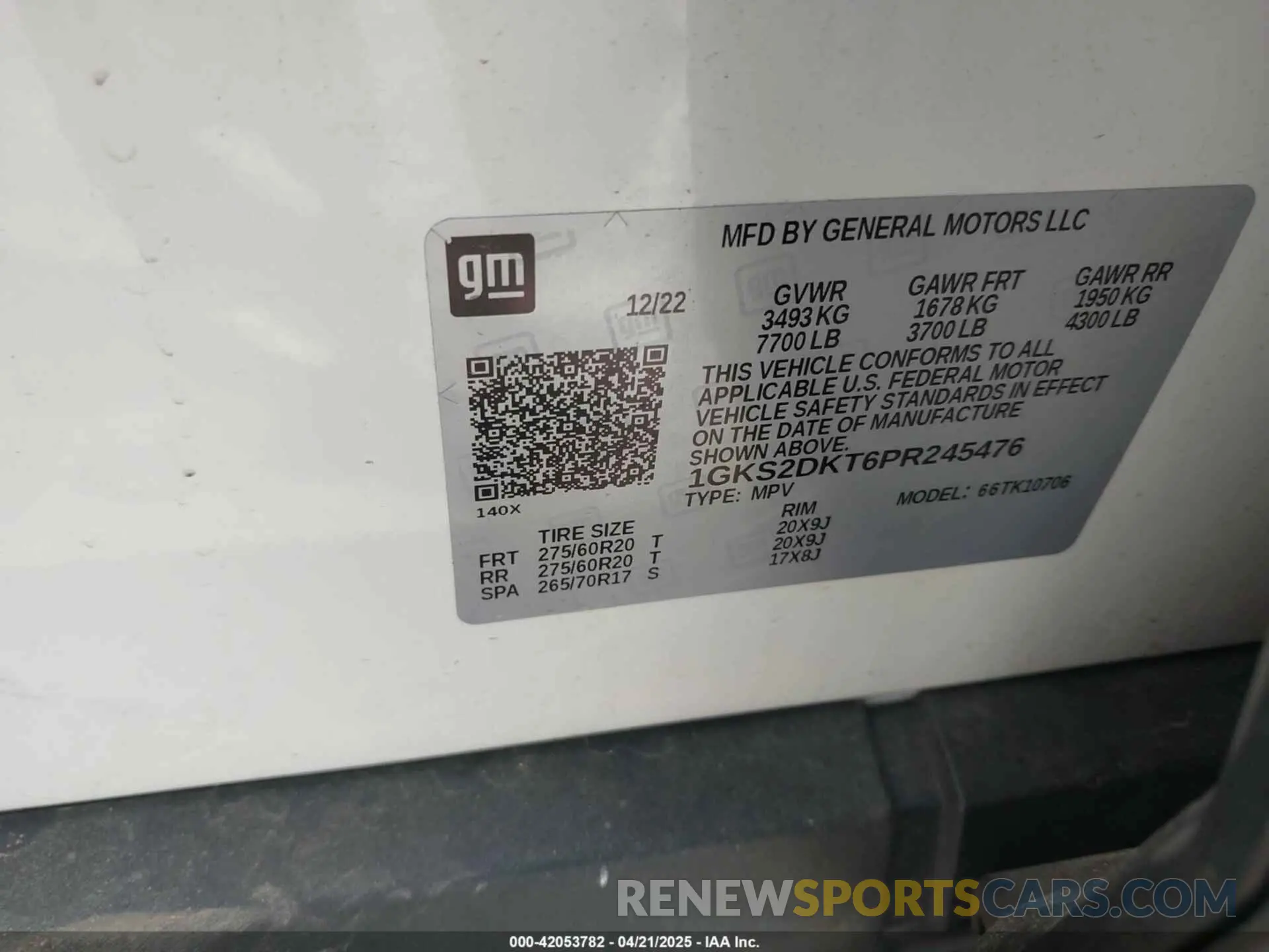 9 fotografías del automóvil dañado 1GKS2DKT6PR245476 GMC YUKON 2023