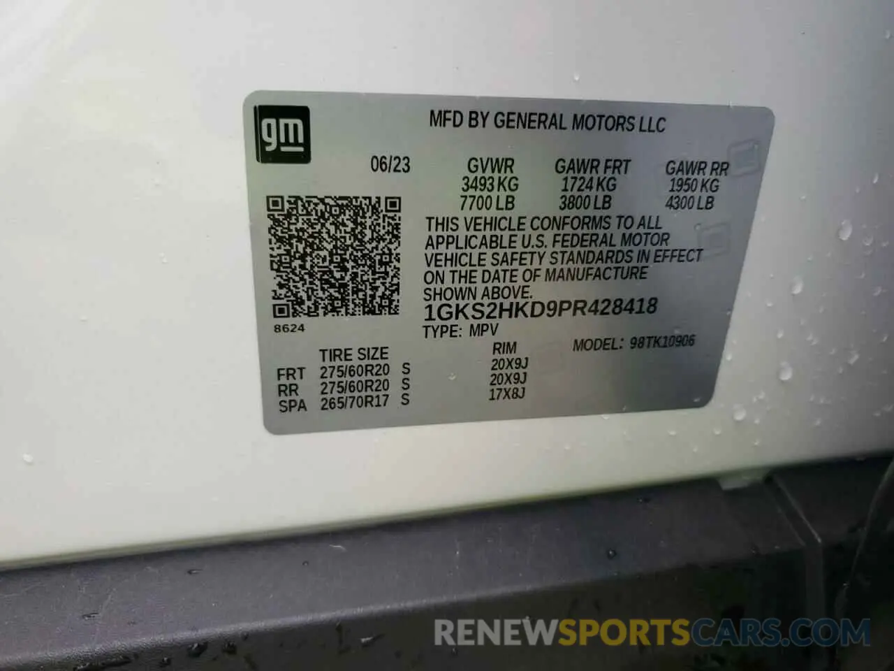 14 fotografías del automóvil dañado 1GKS2HKD9PR428418 GMC YUKON 2023