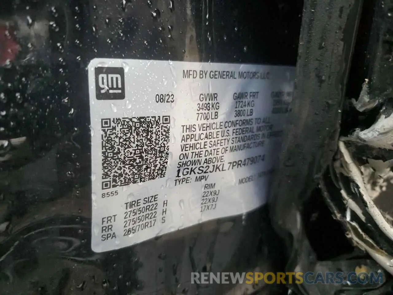 15 fotografías del automóvil dañado 1GKS2JKL7PR479074 GMC YUKON 2023