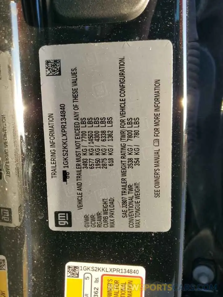 15 fotografías del automóvil dañado 1GKS2KKLXPR134840 GMC YUKON 2023