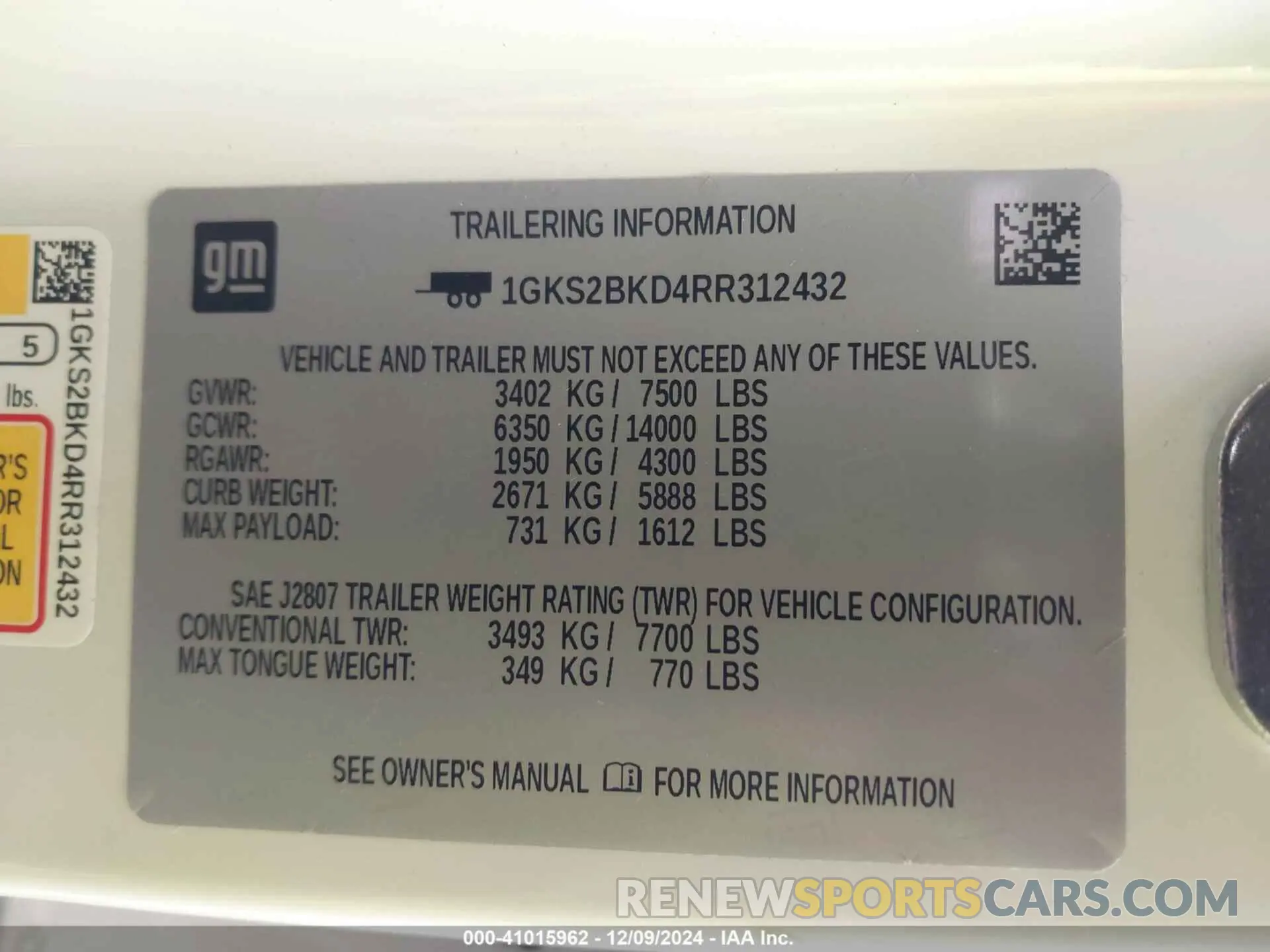 9 fotografías del automóvil dañado 1GKS2BKD4RR312432 GMC YUKON 2024