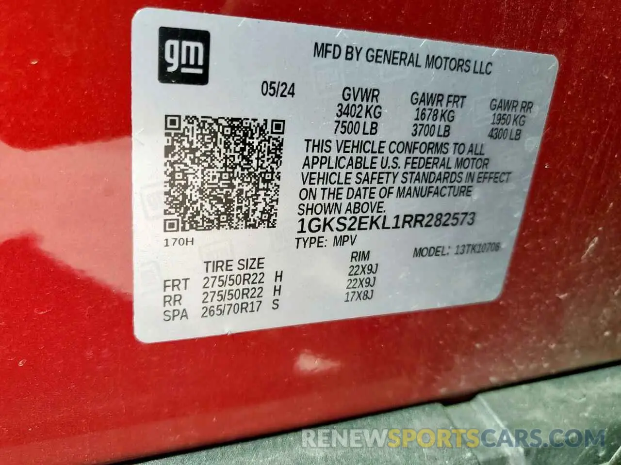 14 fotografías del automóvil dañado 1GKS2EKL1RR282573 GMC YUKON 2024
