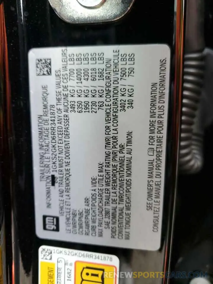 14 fotografías del automóvil dañado 1GKS2GKD6RR341878 GMC YUKON 2024