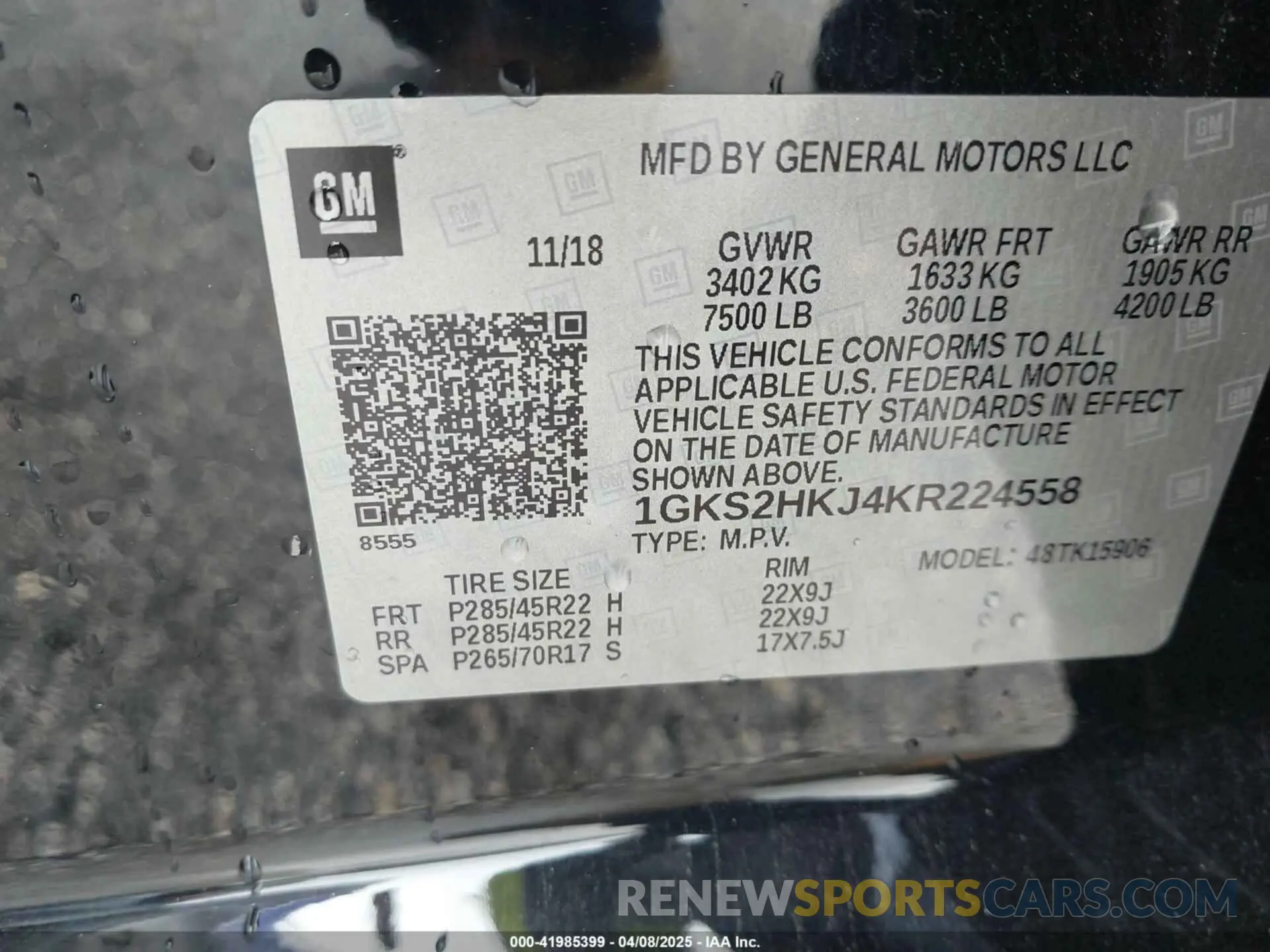 9 fotografías del automóvil dañado 1GKS2HKJ4KR224558 GMC YUKON XL 2019