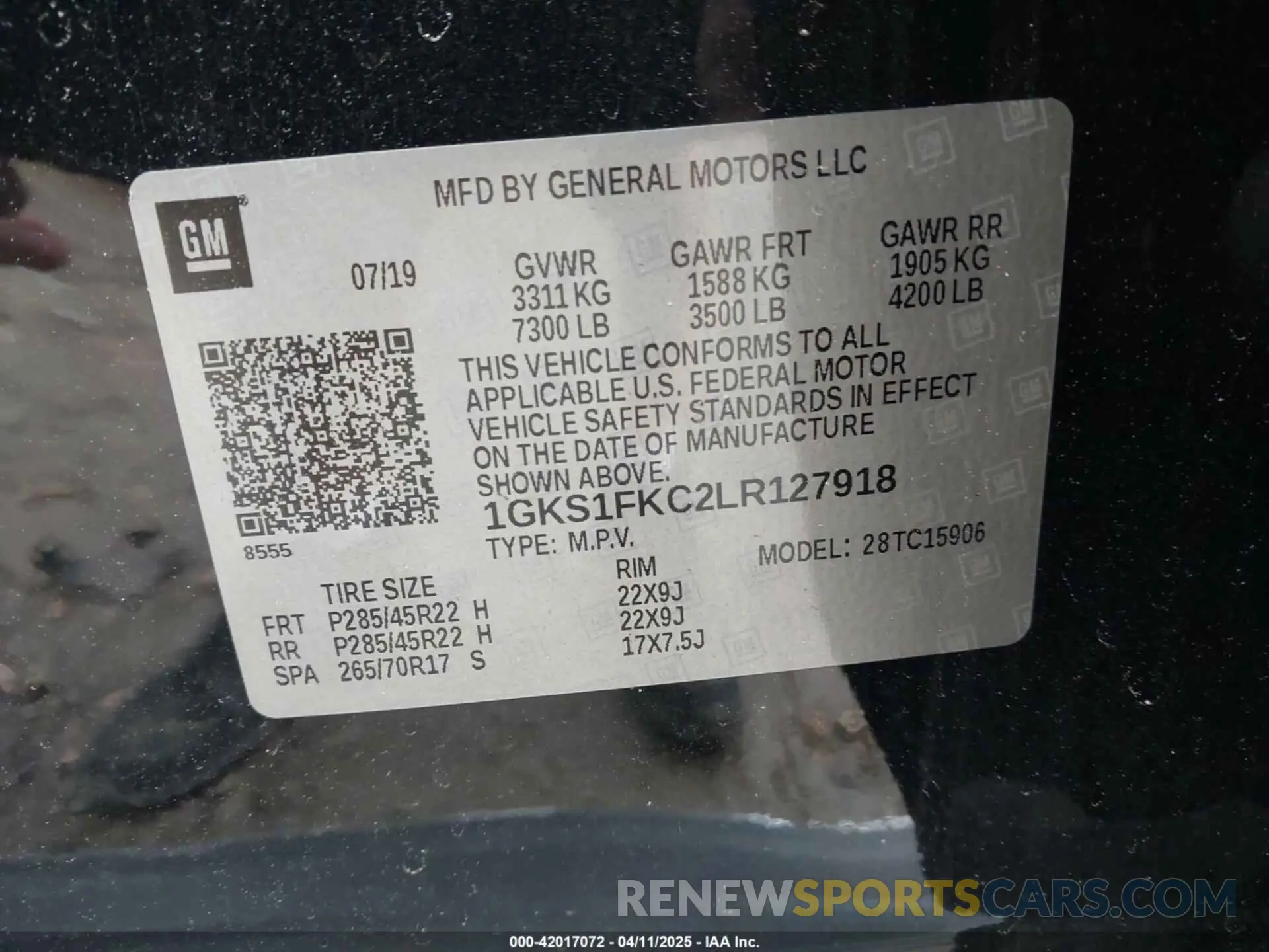 9 fotografías del automóvil dañado 1GKS1FKC2LR127918 GMC YUKON XL 2020