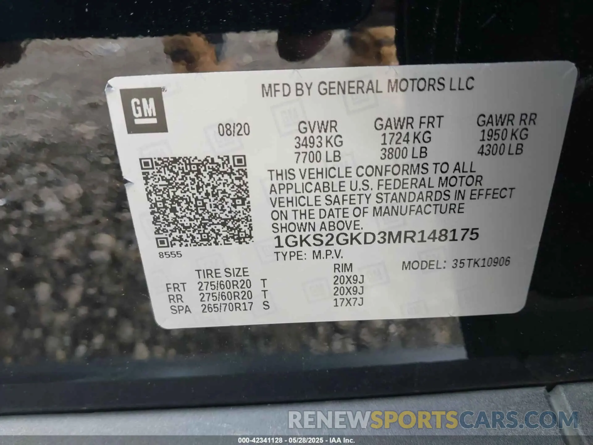 9 fotografías del automóvil dañado 1GKS2GKD3MR148175 GMC YUKON XL 2021