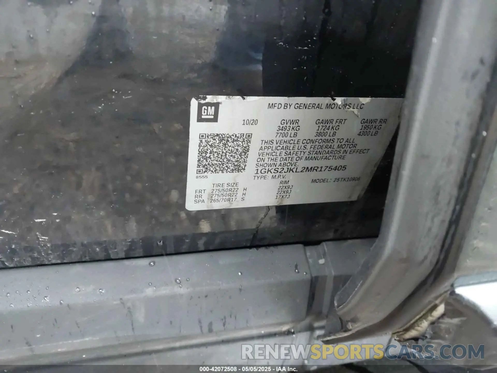 9 fotografías del automóvil dañado 1GKS2JKL2MR175405 GMC YUKON XL 2021