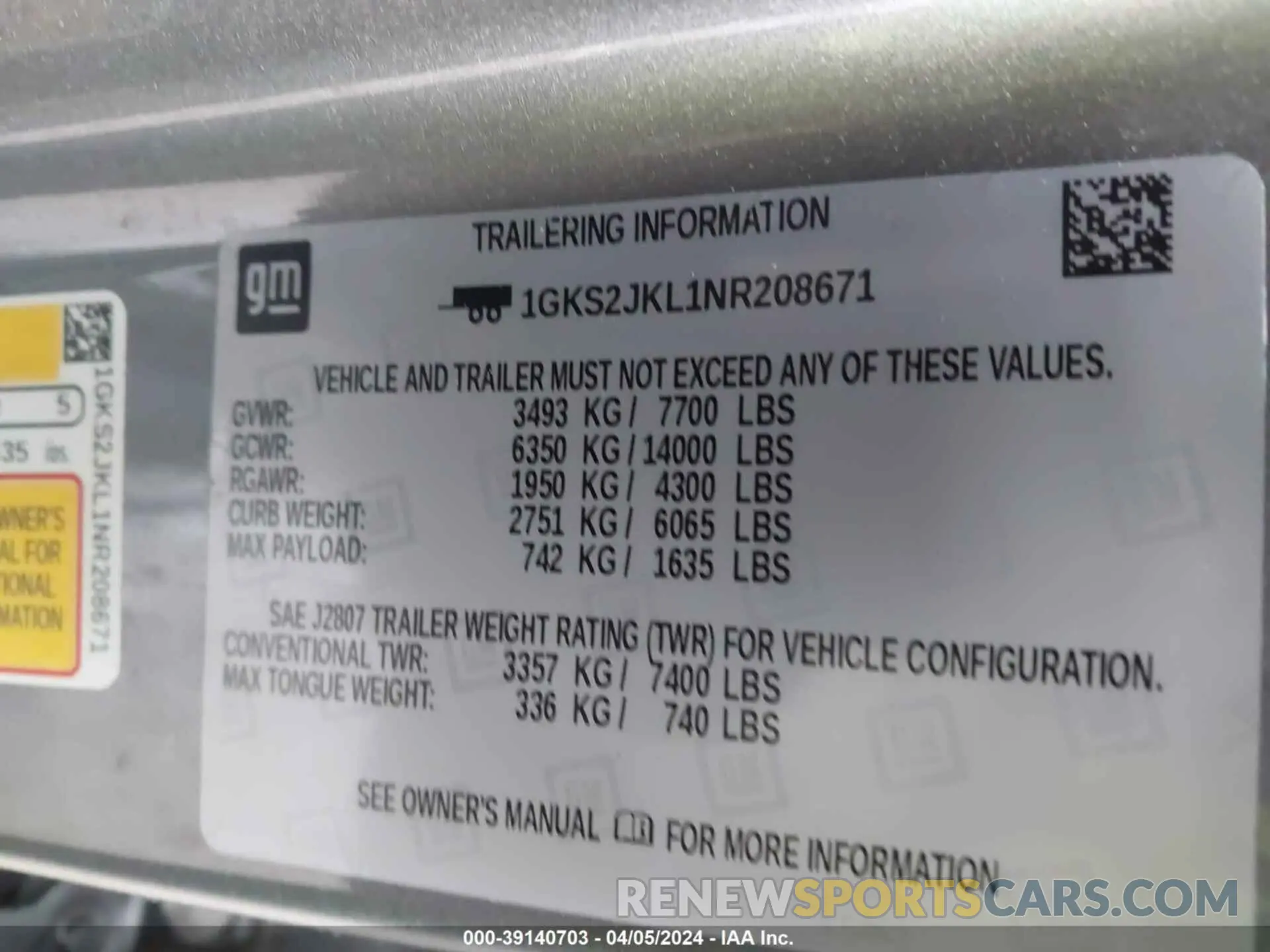 9 fotografías del automóvil dañado 1GKS2JKL1NR208671 GMC YUKON XL 2022