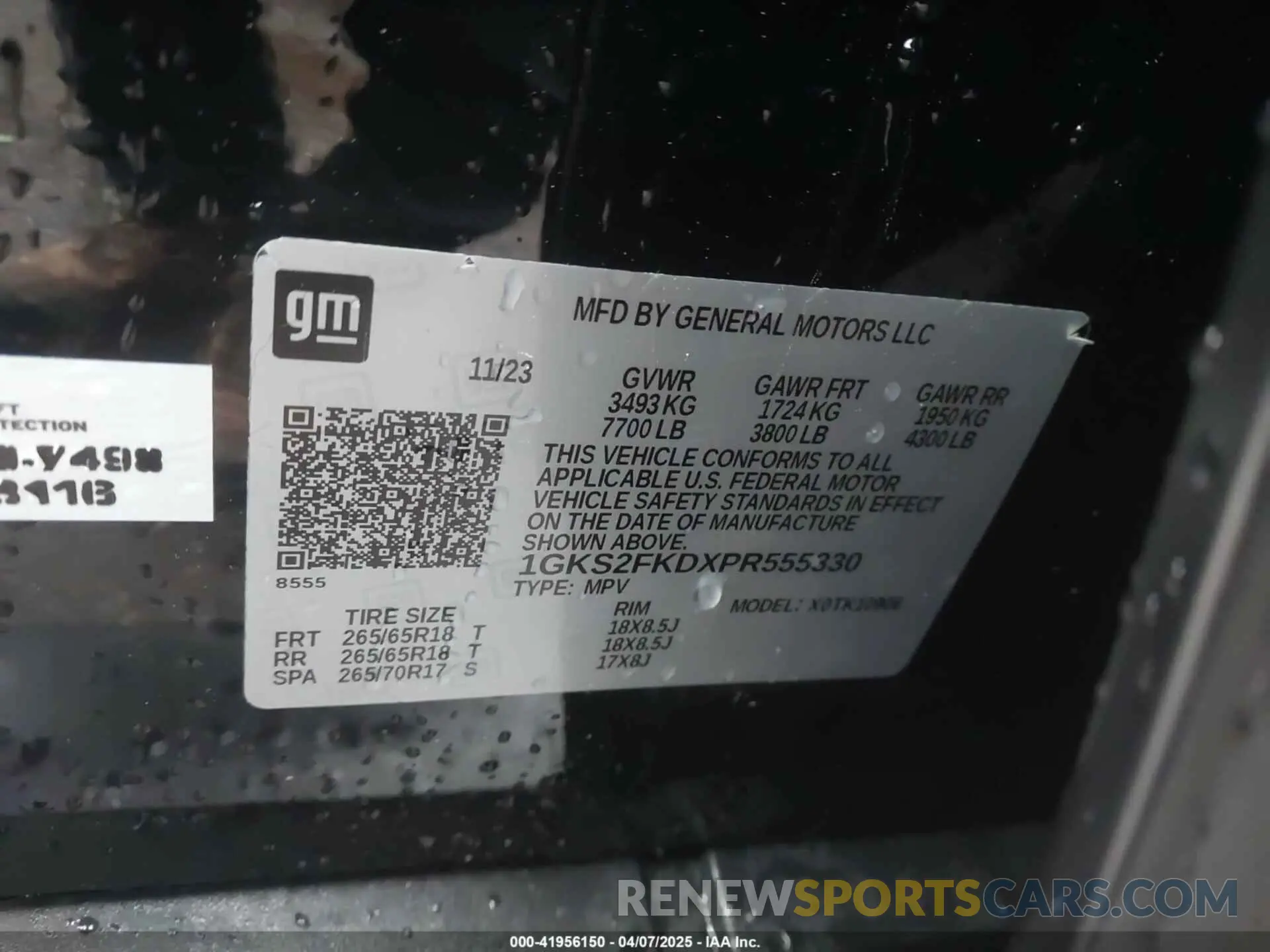 9 fotografías del automóvil dañado 1GKS2FKDXPR555330 GMC YUKON XL 2023