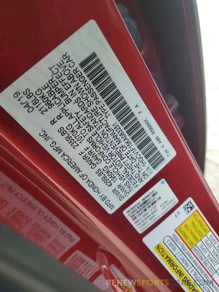 13 fotografías del automóvil dañado 1HGCV1F15KA083251 HONDA ACCORD 2019