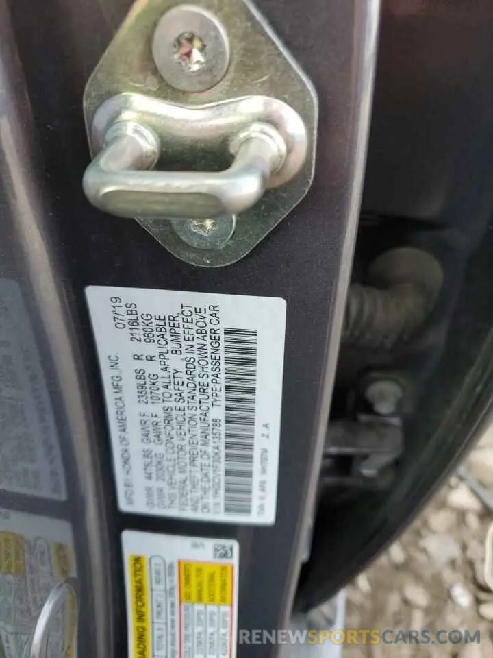 12 fotografías del automóvil dañado 1HGCV1F30KA135788 HONDA ACCORD 2019