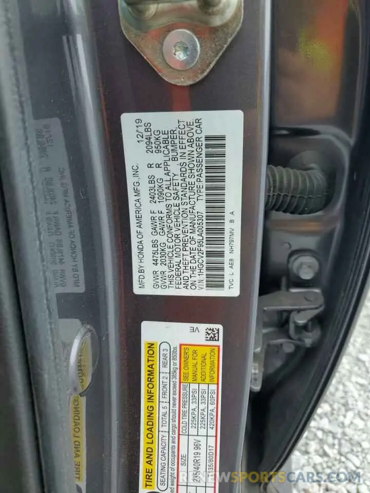 13 fotografías del automóvil dañado 1HGCV2F95LA005307 HONDA ACCORD 2020