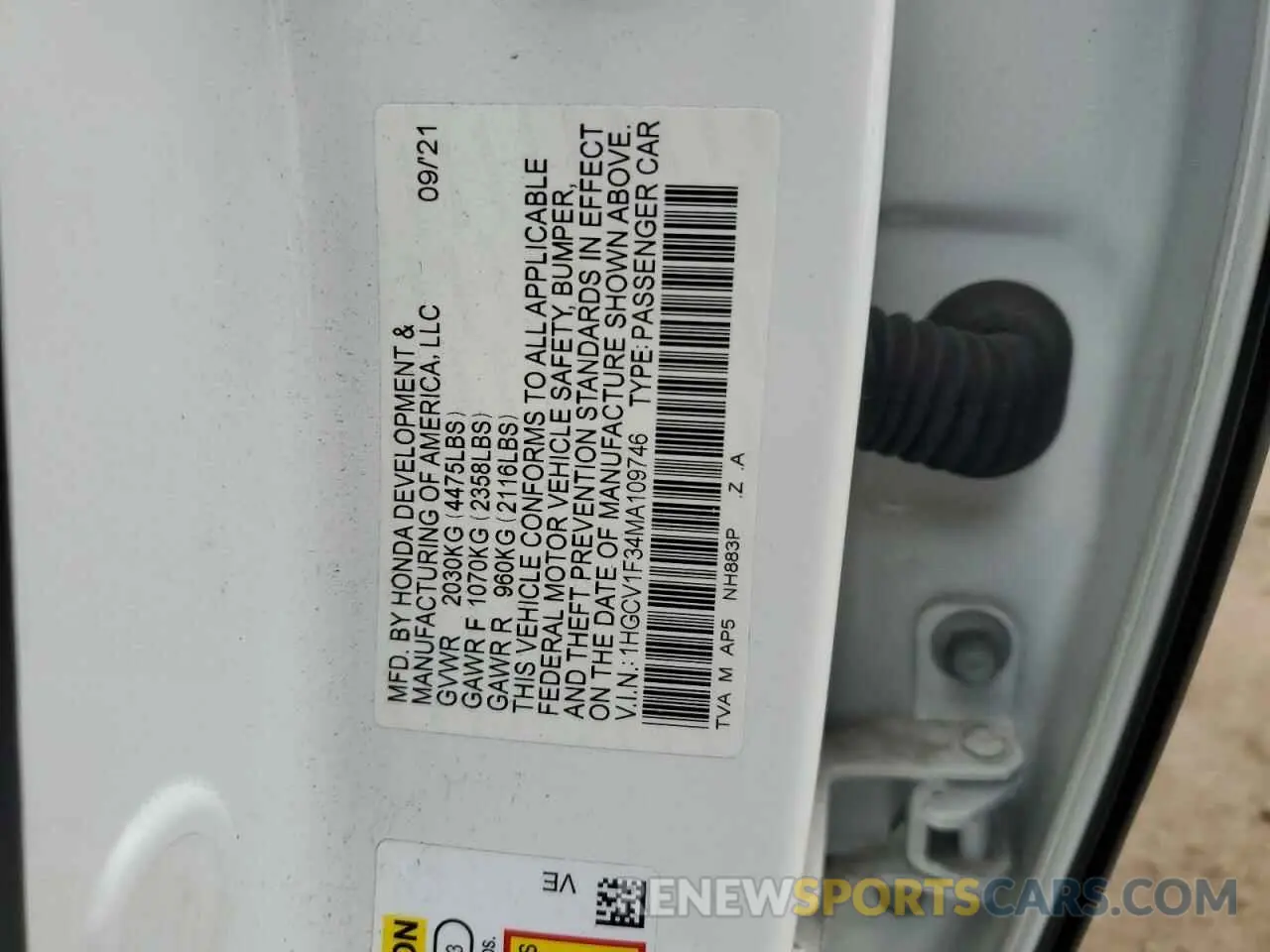 14 fotografías del automóvil dañado 1HGCV1F34MA109746 HONDA ACCORD 2021