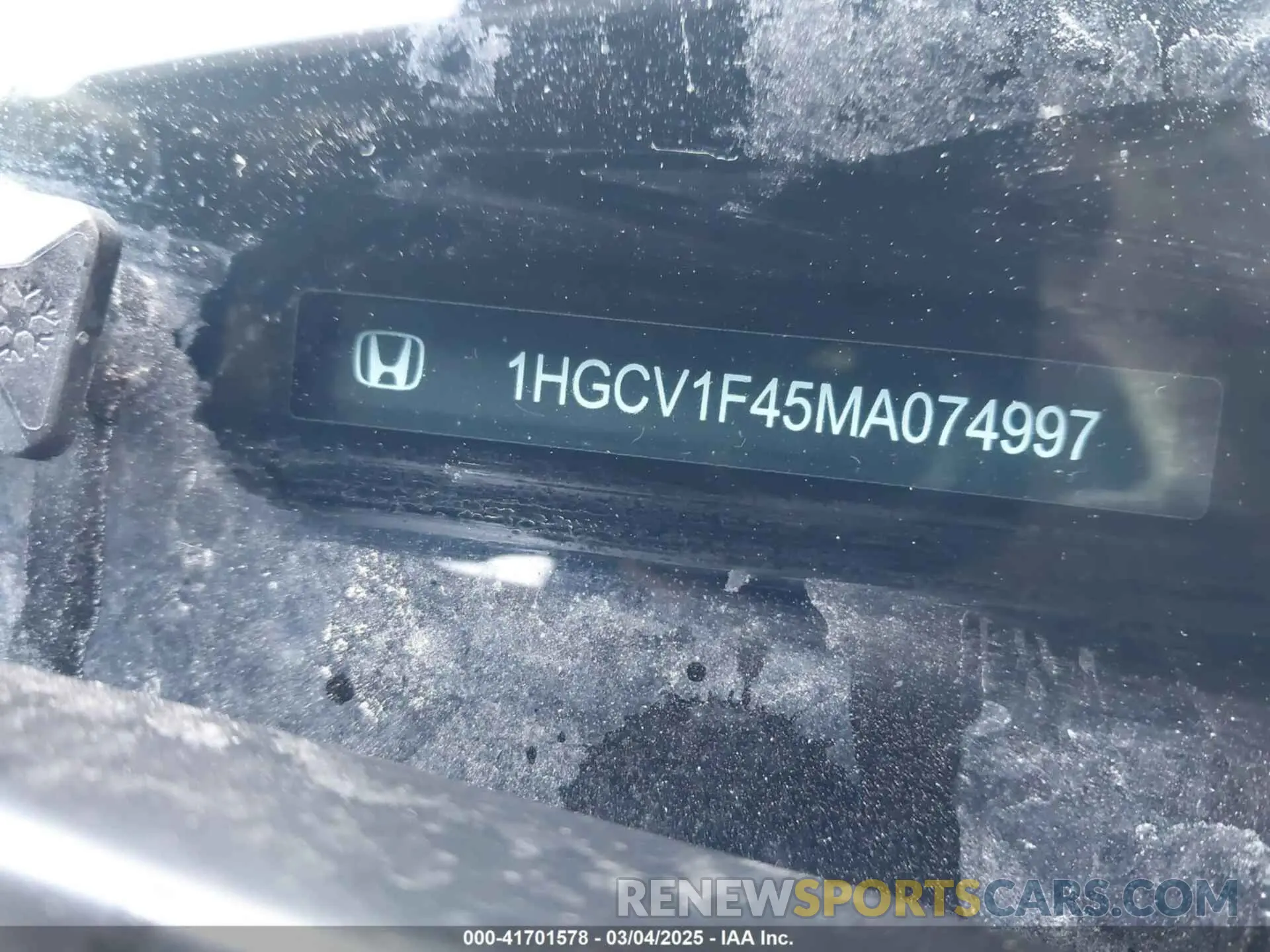 17 fotografías del automóvil dañado 1HGCV1F45MA074997 HONDA ACCORD 2021