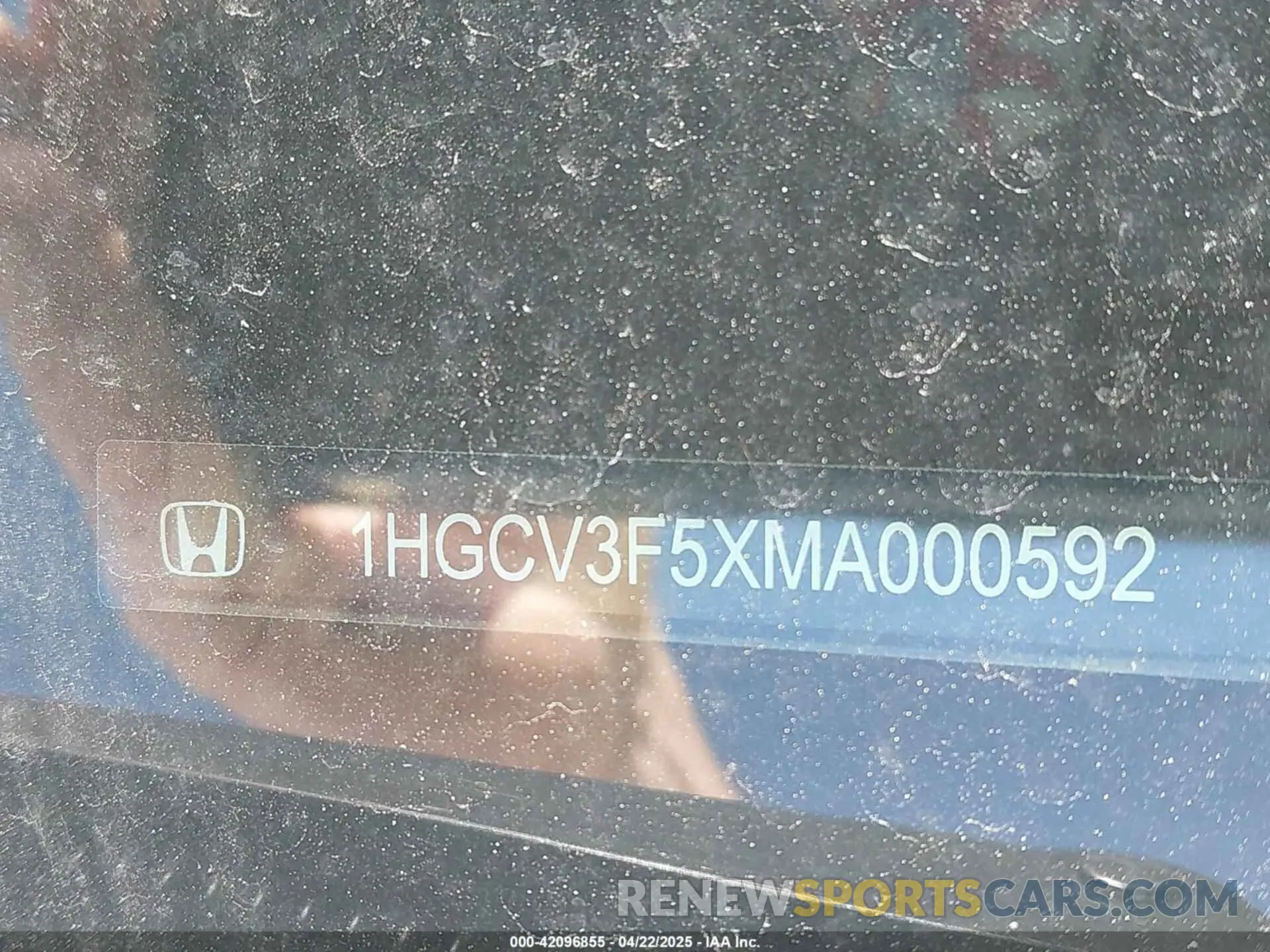 9 fotografías del automóvil dañado 1HGCV3F5XMA000592 HONDA ACCORD 2021