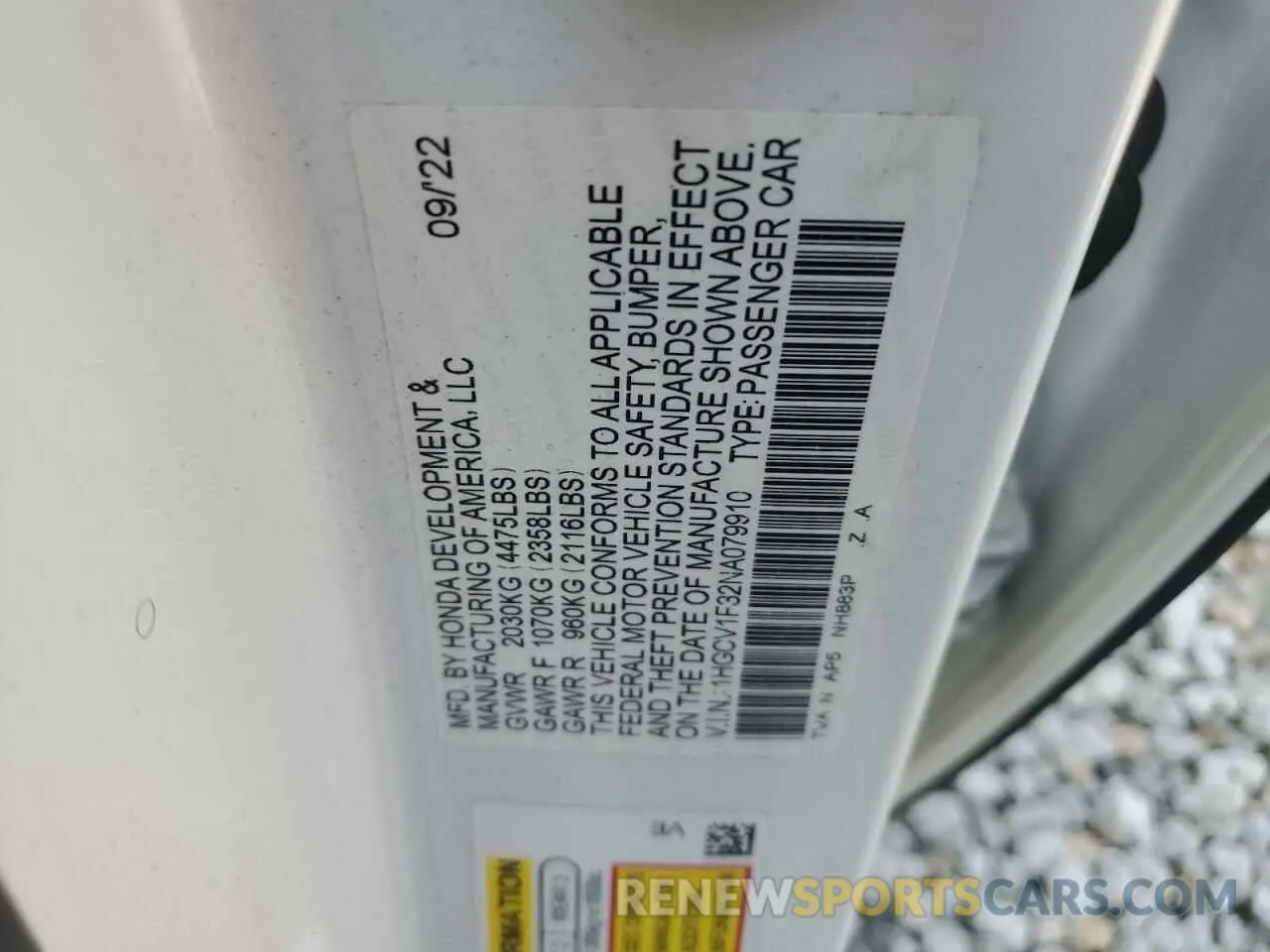 12 fotografías del automóvil dañado 1HGCV1F32NA079910 HONDA ACCORD 2022