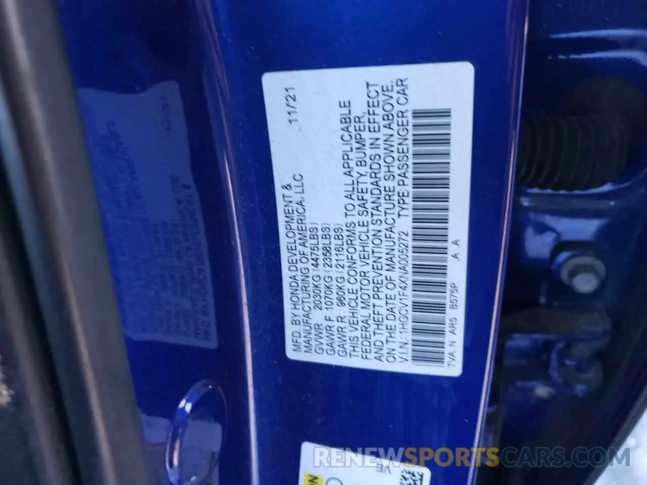 13 fotografías del automóvil dañado 1HGCV1F4XNA005272 HONDA ACCORD 2022