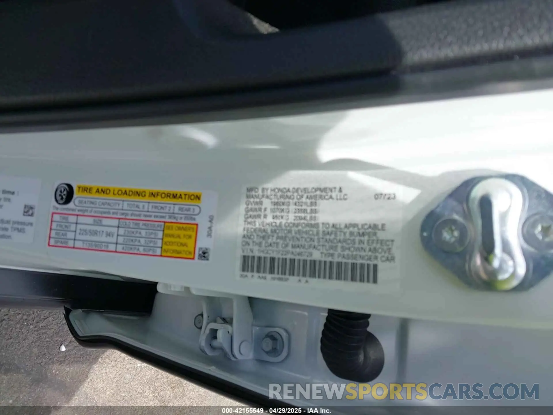 9 fotografías del automóvil dañado 1HGCY1F22PA046729 HONDA ACCORD 2023