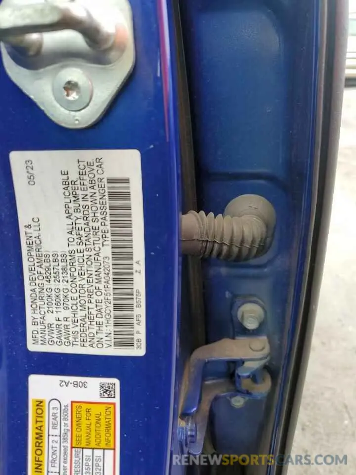 12 fotografías del automóvil dañado 1HGCY2F51PA042073 HONDA ACCORD 2023