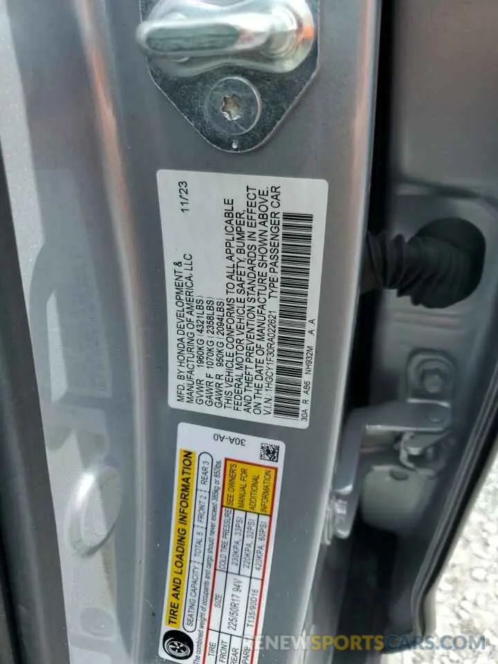 12 fotografías del automóvil dañado 1HGCY1F30RA022621 HONDA ACCORD 2024