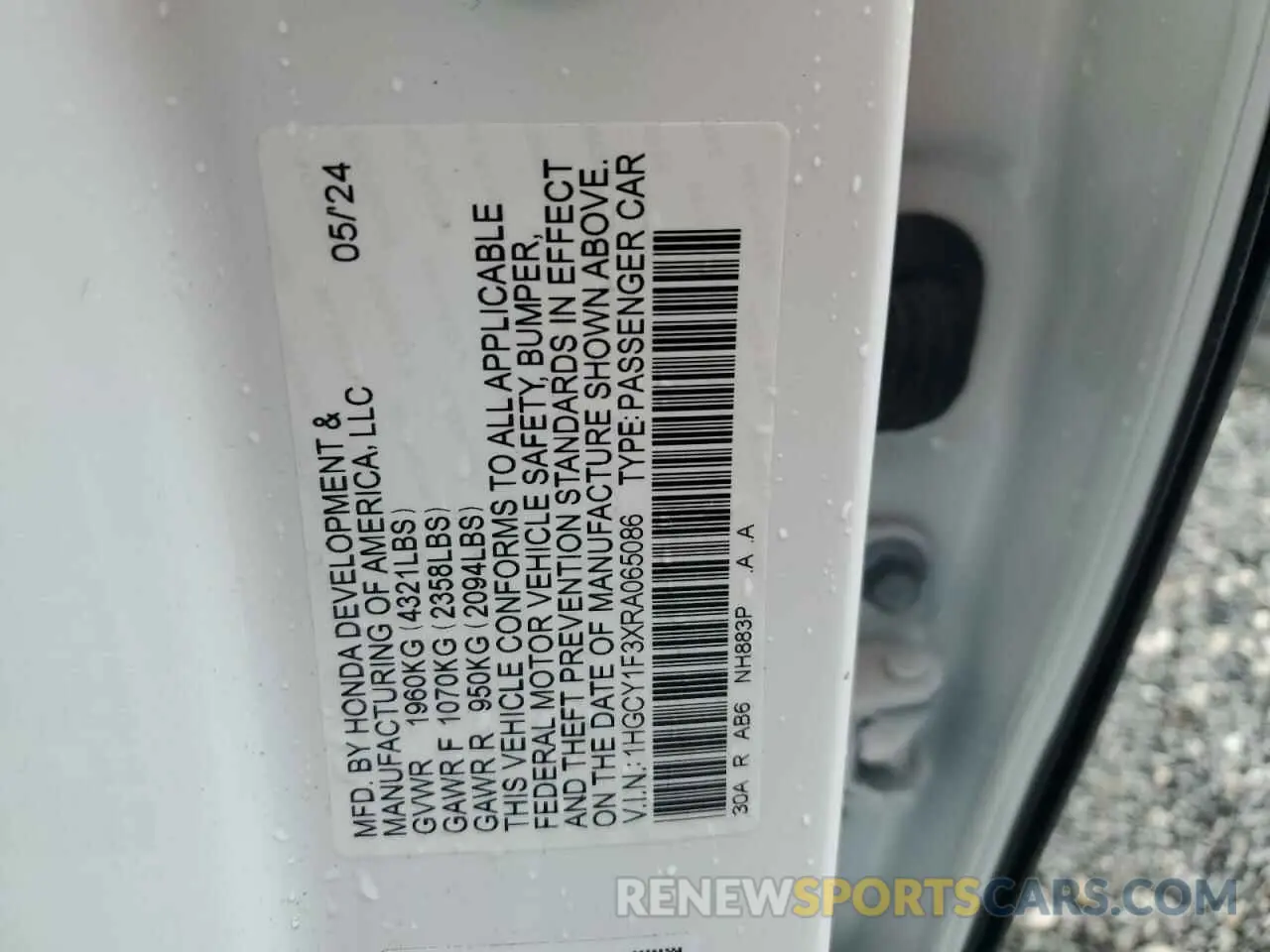 12 fotografías del automóvil dañado 1HGCY1F3XRA065086 HONDA ACCORD 2024