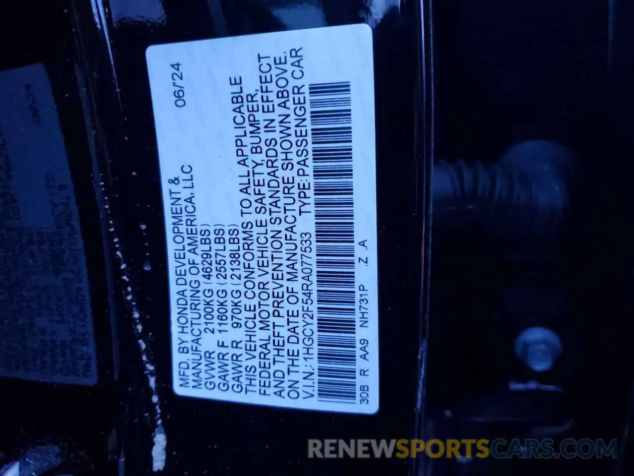15 fotografías del automóvil dañado 1HGCY2F54RA077533 HONDA ACCORD 2024