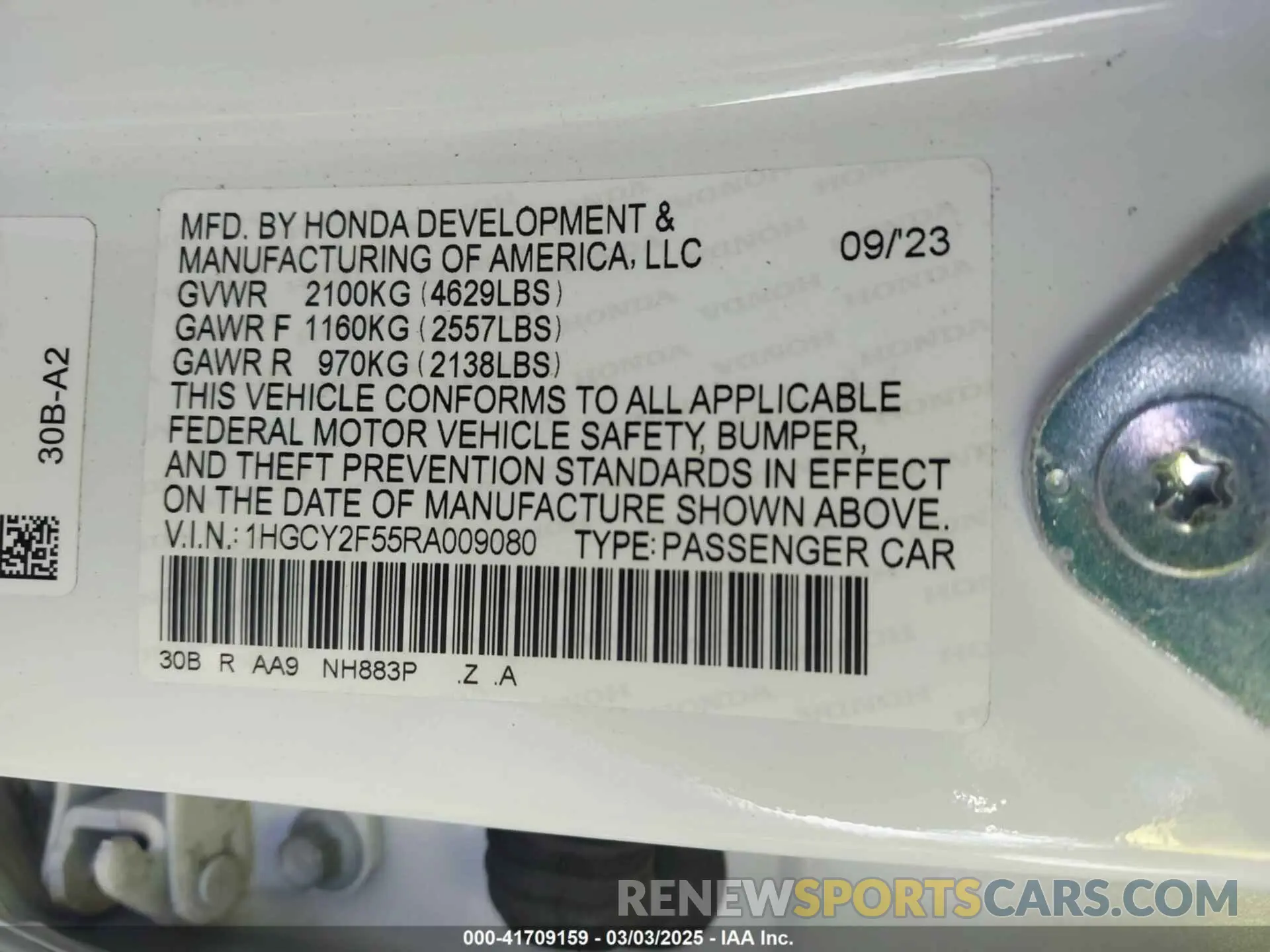 9 fotografías del automóvil dañado 1HGCY2F55RA009080 HONDA ACCORD 2024