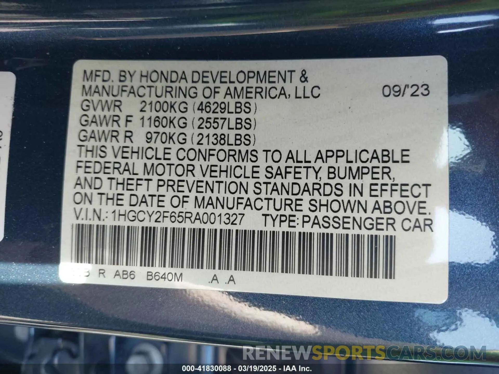 9 fotografías del automóvil dañado 1HGCY2F65RA001327 HONDA ACCORD 2024