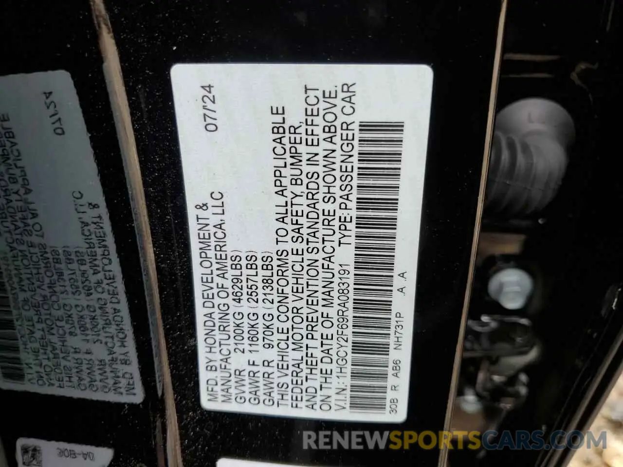13 fotografías del automóvil dañado 1HGCY2F69RA083191 HONDA ACCORD 2024