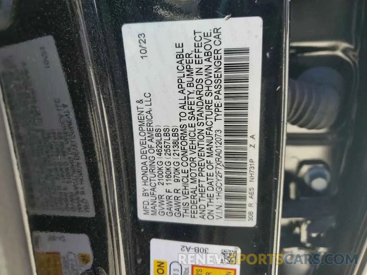 12 fotografías del automóvil dañado 1HGCY2F7XRA012073 HONDA ACCORD 2024
