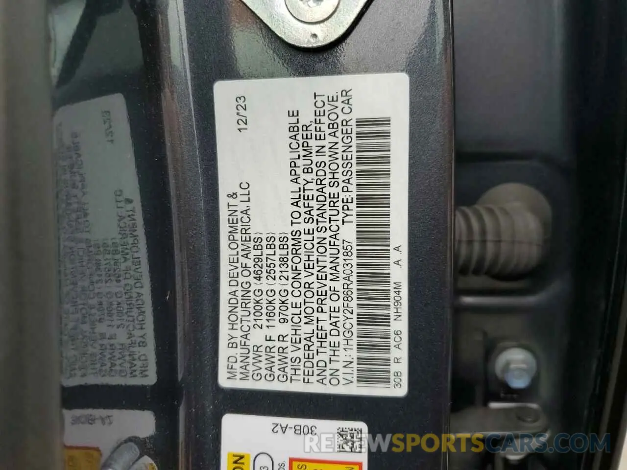 13 fotografías del automóvil dañado 1HGCY2F86RA031857 HONDA ACCORD 2024