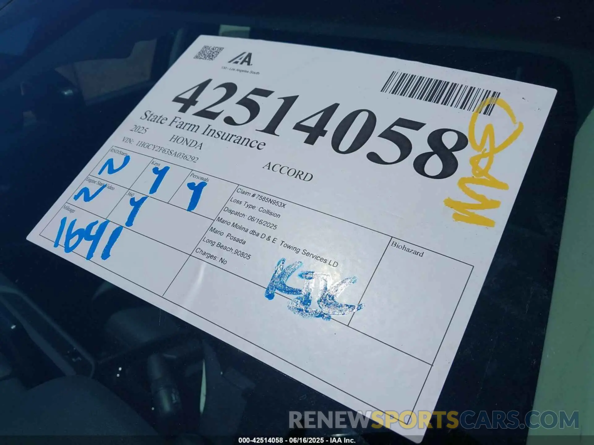 17 fotografías del automóvil dañado 1HGCY2F63SA036292 HONDA ACCORD 2025