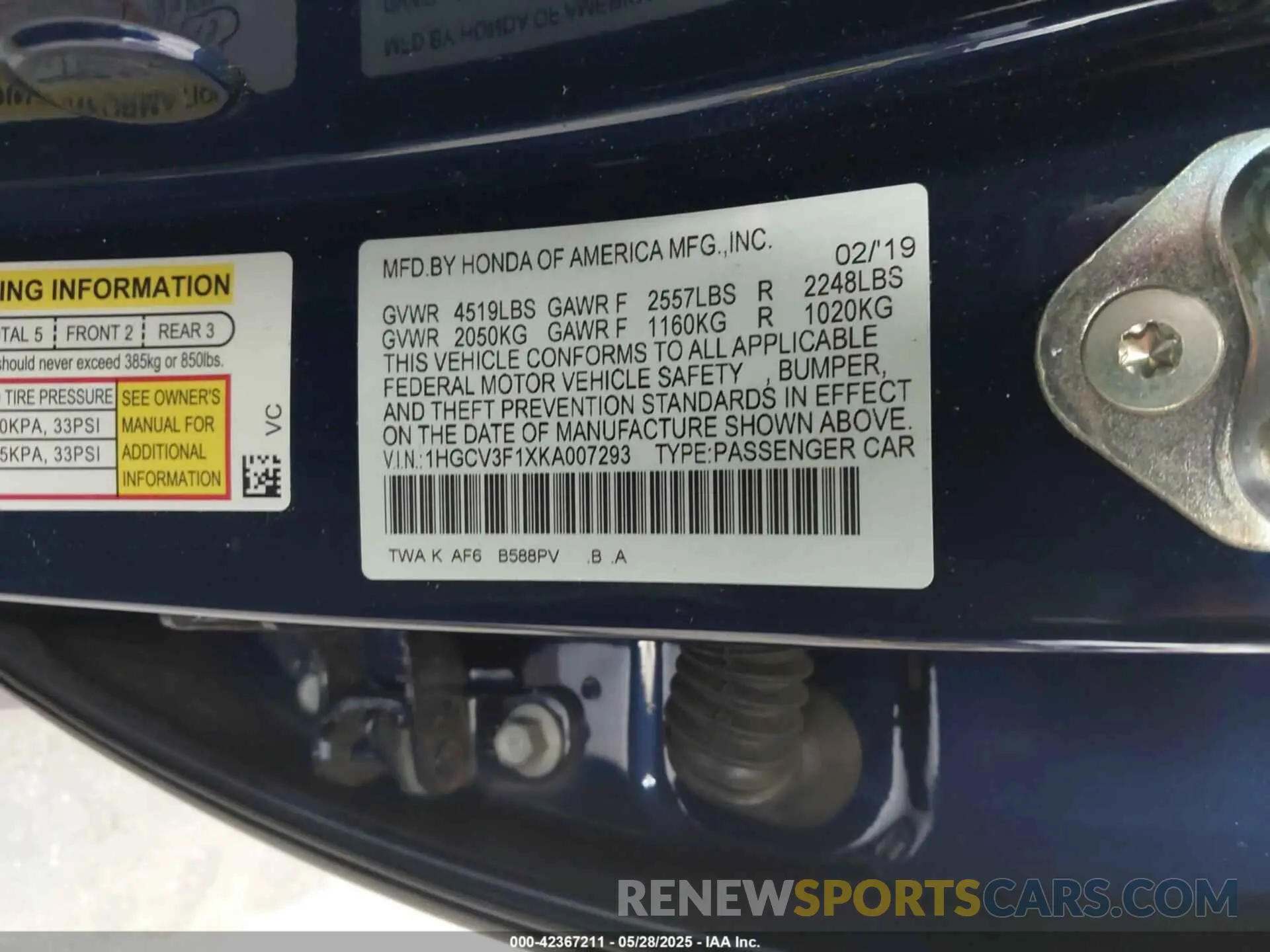 9 fotografías del automóvil dañado 1HGCV3F1XKA007293 HONDA ACCORD HYBRID 2019