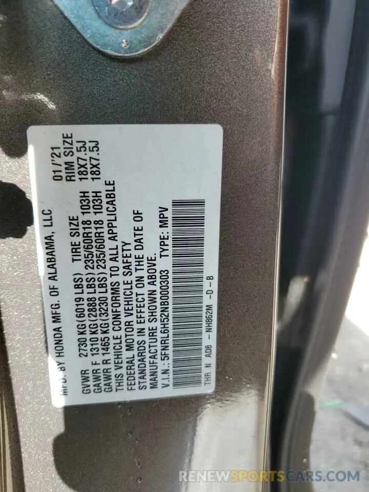 13 fotografías del automóvil dañado 5FNRL6H52NB000303 HONDA All Models 2022