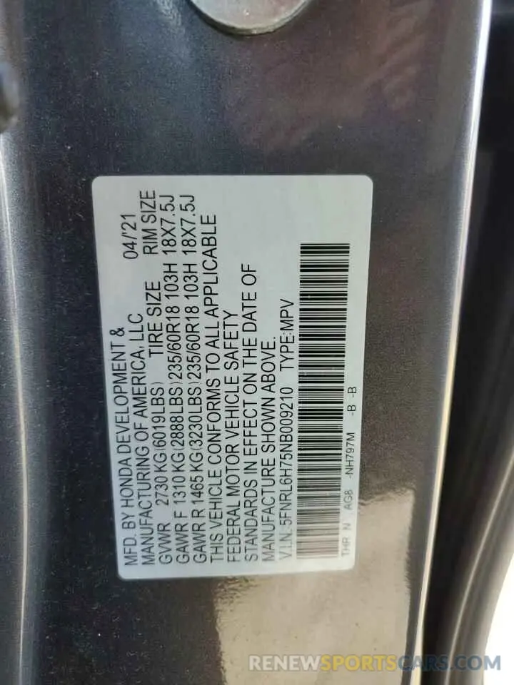 13 fotografías del automóvil dañado 5FNRL6H75NB009210 HONDA All Models 2022
