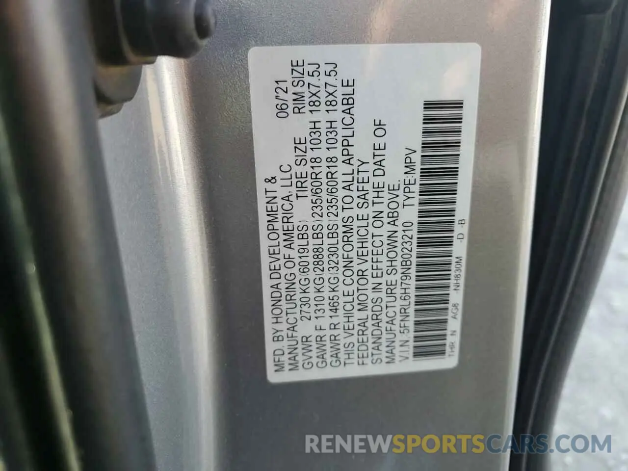 14 fotografías del automóvil dañado 5FNRL6H79NB023210 HONDA All Models 2022
