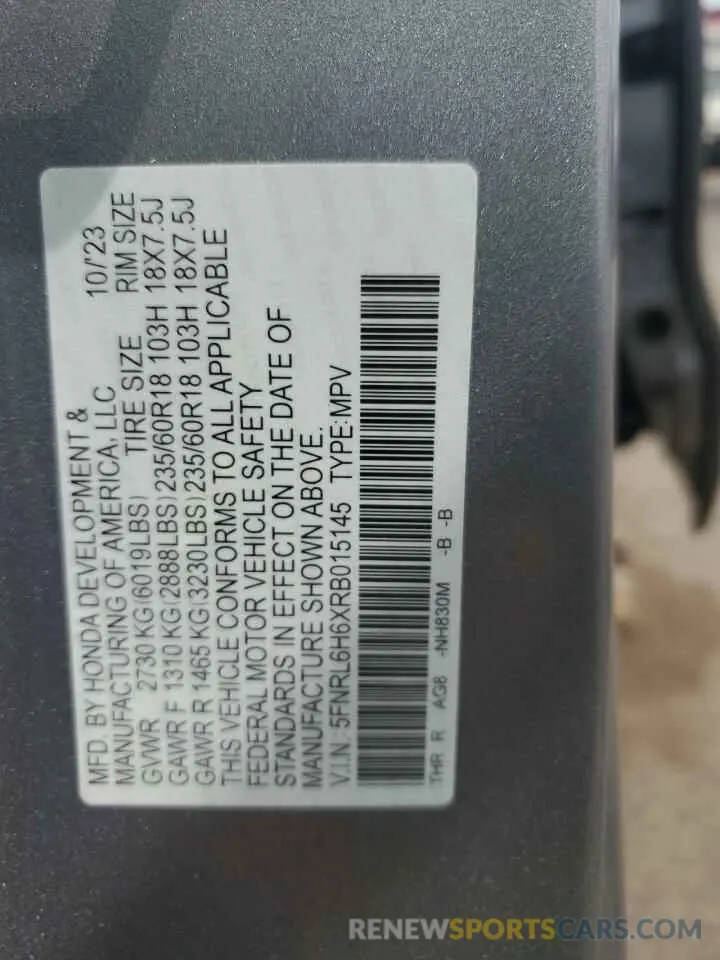 14 fotografías del automóvil dañado 5FNRL6H6XRB015145 HONDA All Models 2024