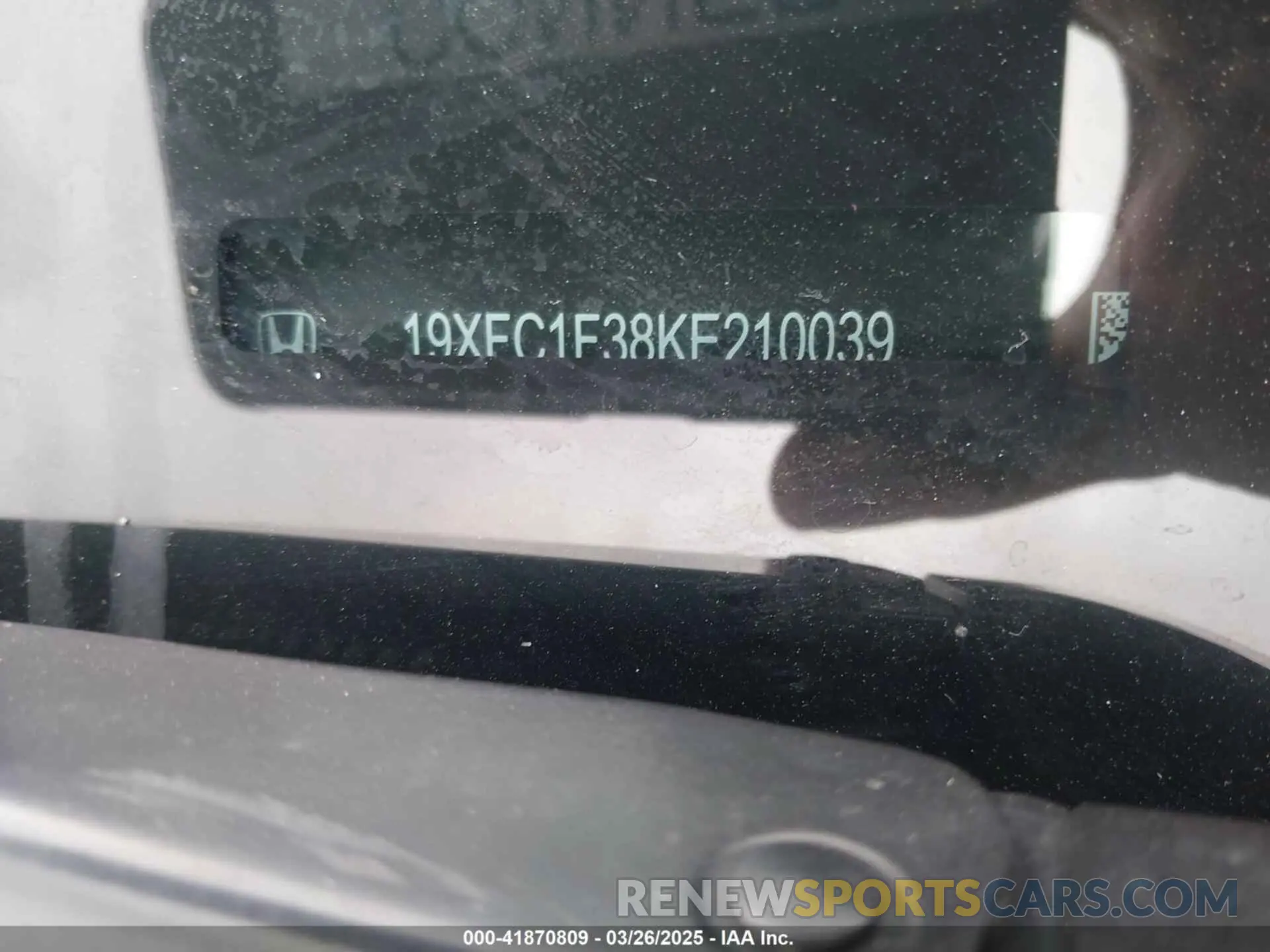 9 fotografías del automóvil dañado 19XFC1F38KE210039 HONDA CIVIC 2019