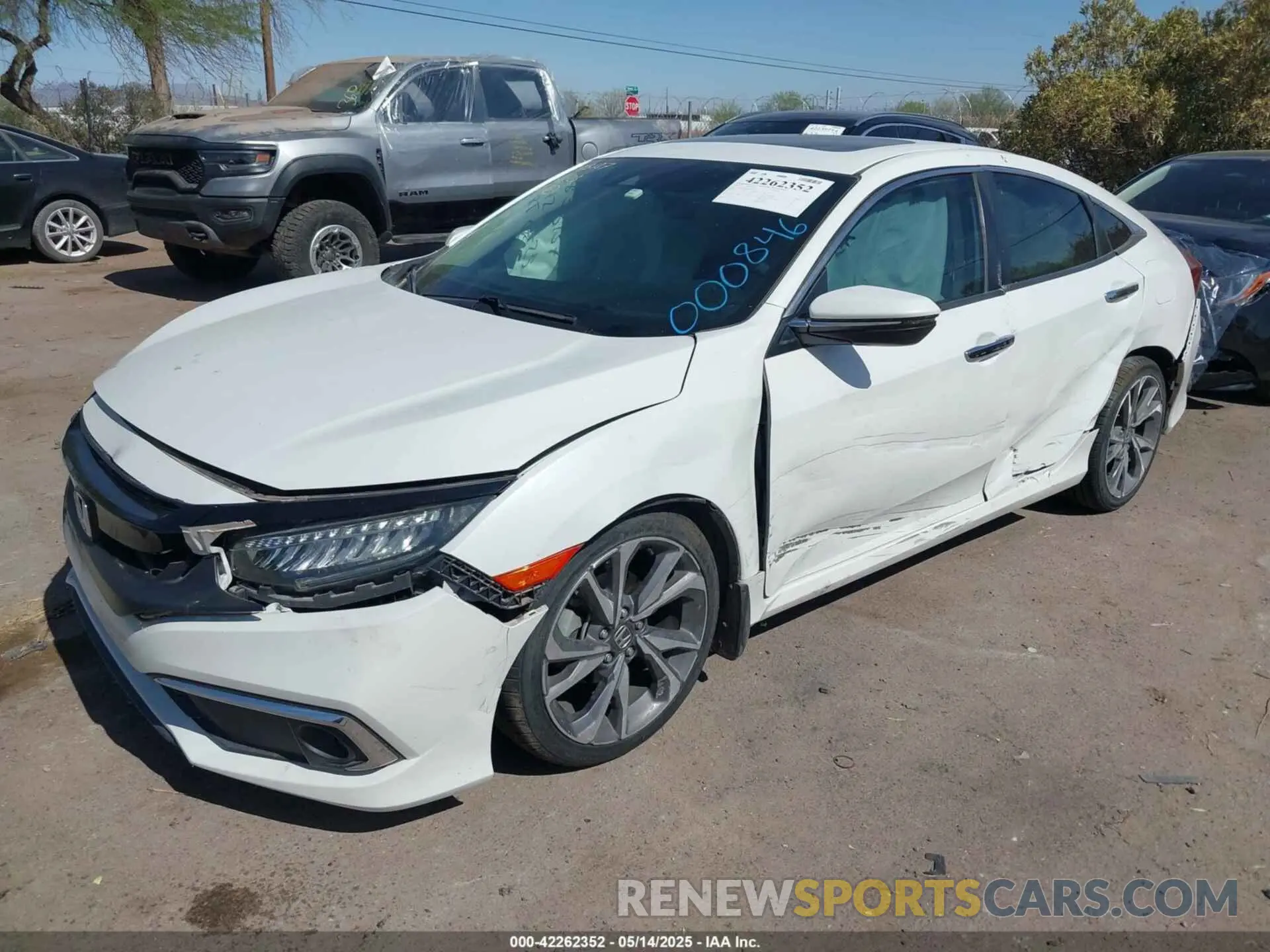 2 fotografías del automóvil dañado 19XFC1F90KE000846 HONDA CIVIC 2019