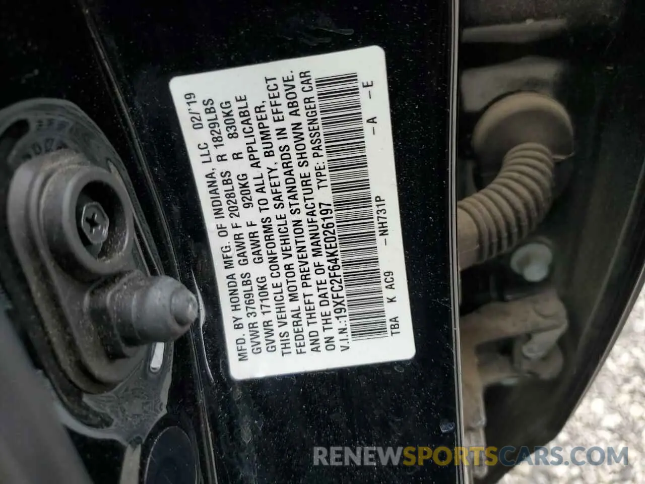 12 fotografías del automóvil dañado 19XFC2F64KE026197 HONDA CIVIC 2019
