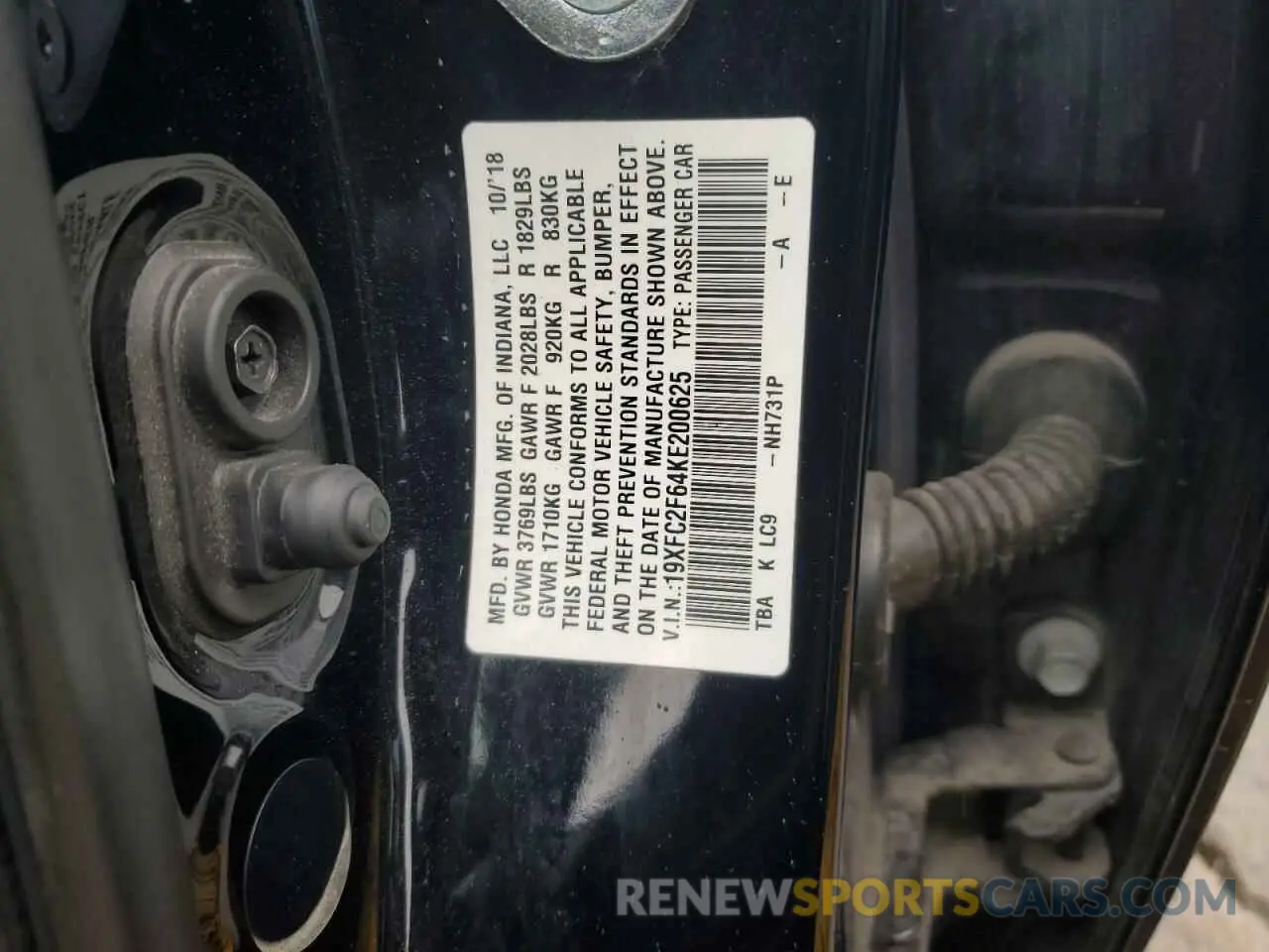 12 fotografías del automóvil dañado 19XFC2F64KE200625 HONDA CIVIC 2019